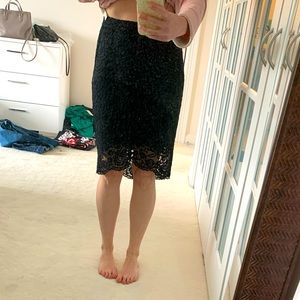 NWOT Asymmetrical black lace skirt
